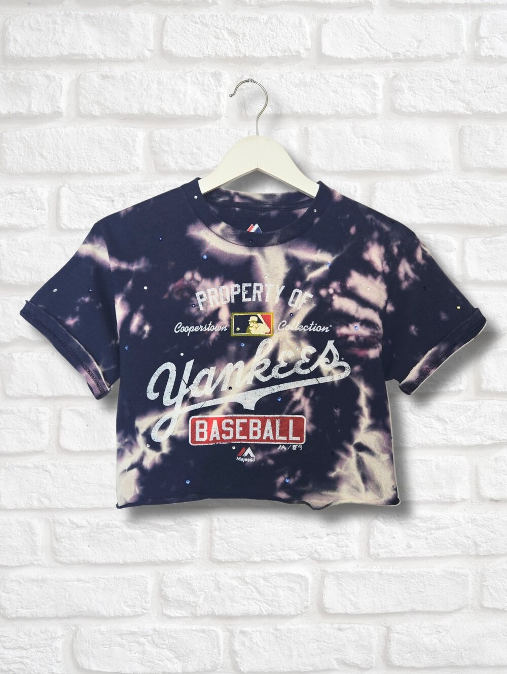 New York Yankees Crop Top W/Rhinestones